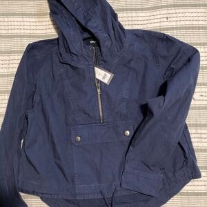 Veronica Beard Navy Hooded Utility Anorak